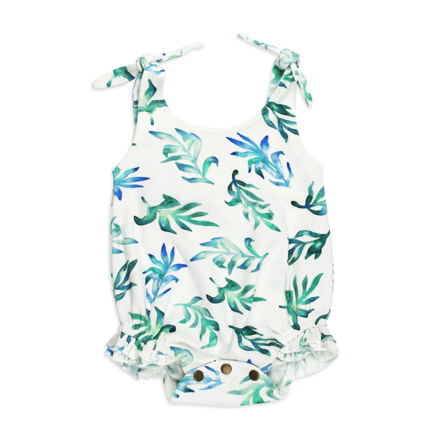 Organic Ruffle Bodysuit Size 0-3m in Seaweed