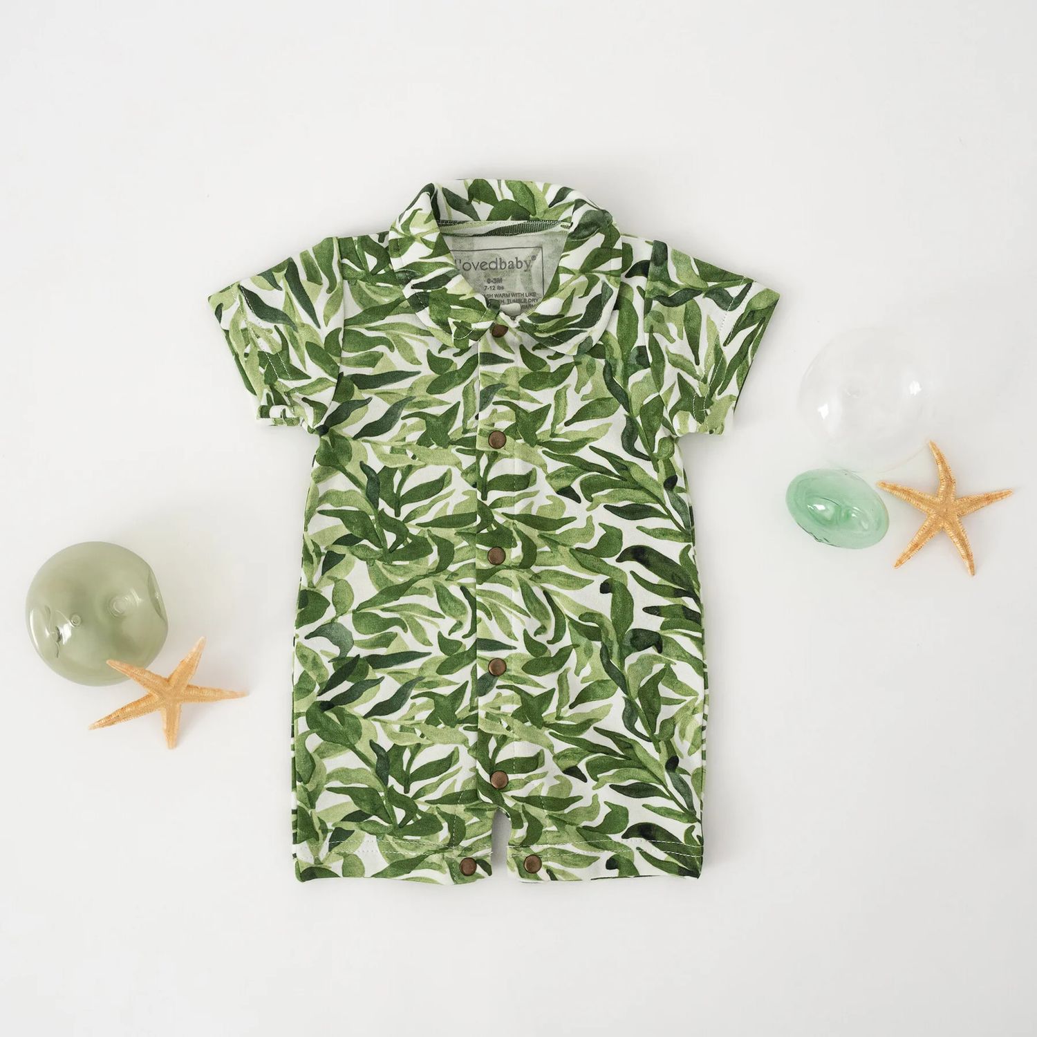 Organic S/Sleeve Coverall Size 6-9m in Kelp