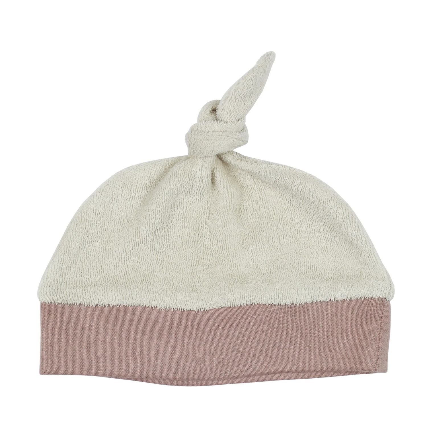 Organic Terry Cloth Banded Top-Knot Hat Size 3-6m in Pink