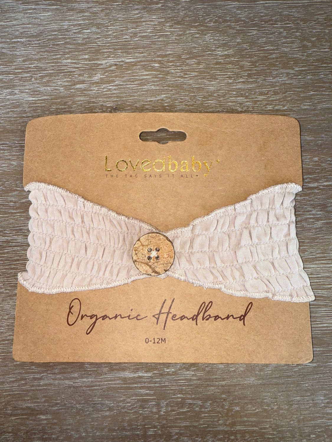 Organic Button Headband Size 12-24m in Oatmeal