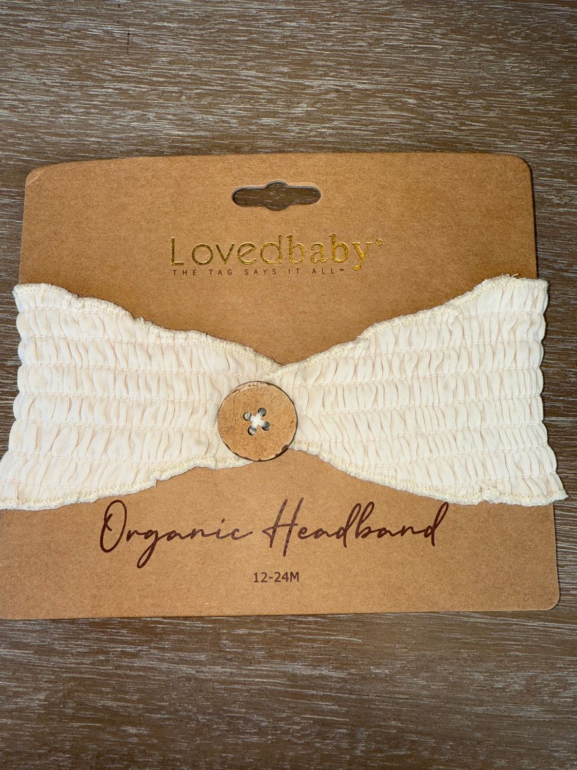 Organic Button Headband Size 0-12m in Stone