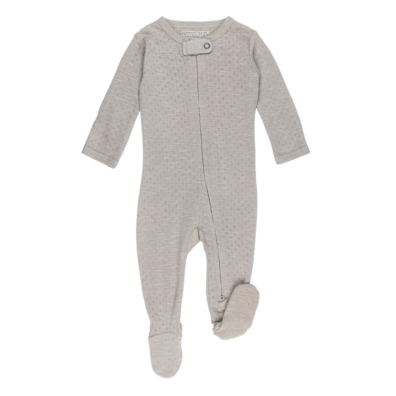 Organic Pointelle 2-Way Zipper Footie Size 6-9m in Cloud