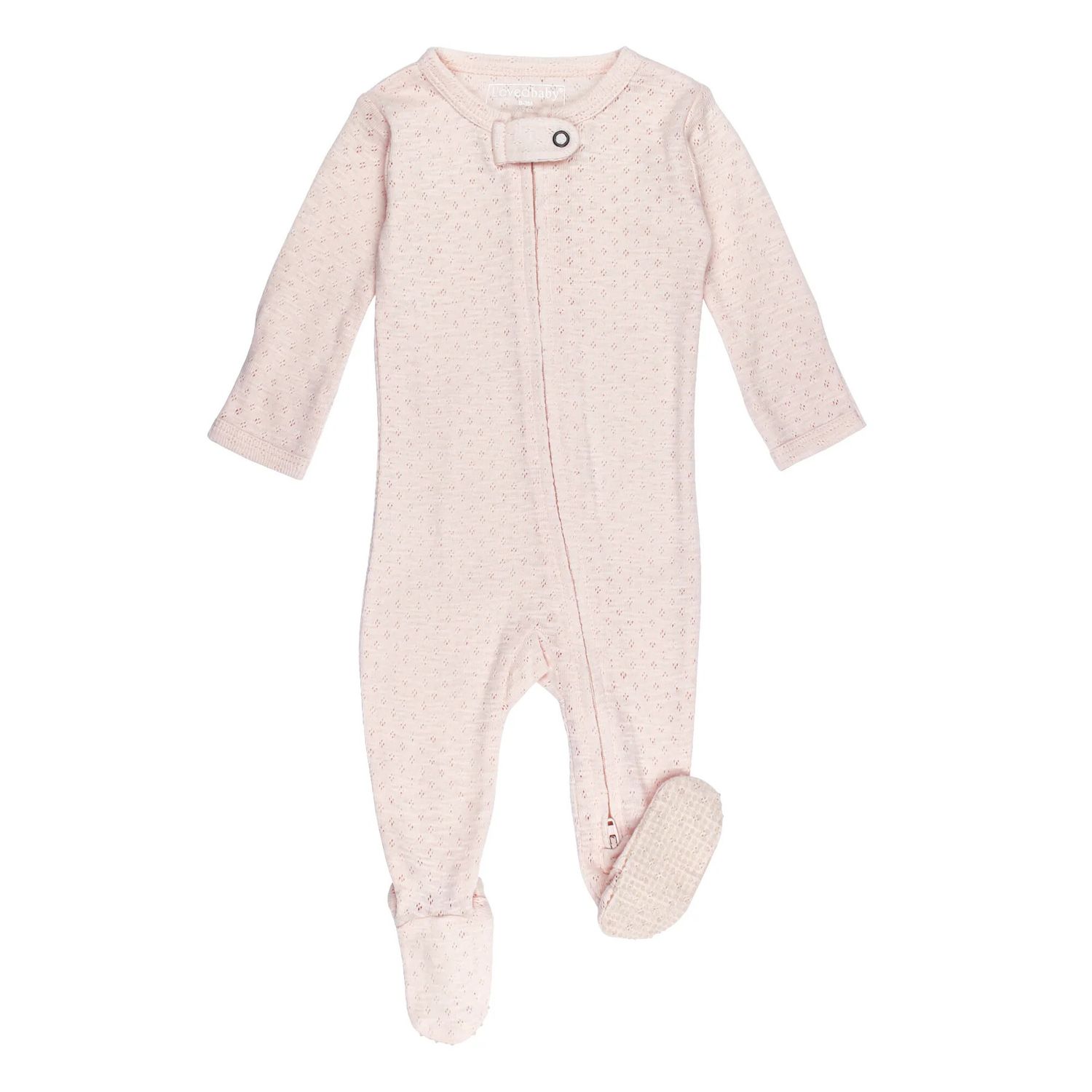 Organic Pointelle 2-Way Zipper Footie Size 6-9m in Cotton Candy