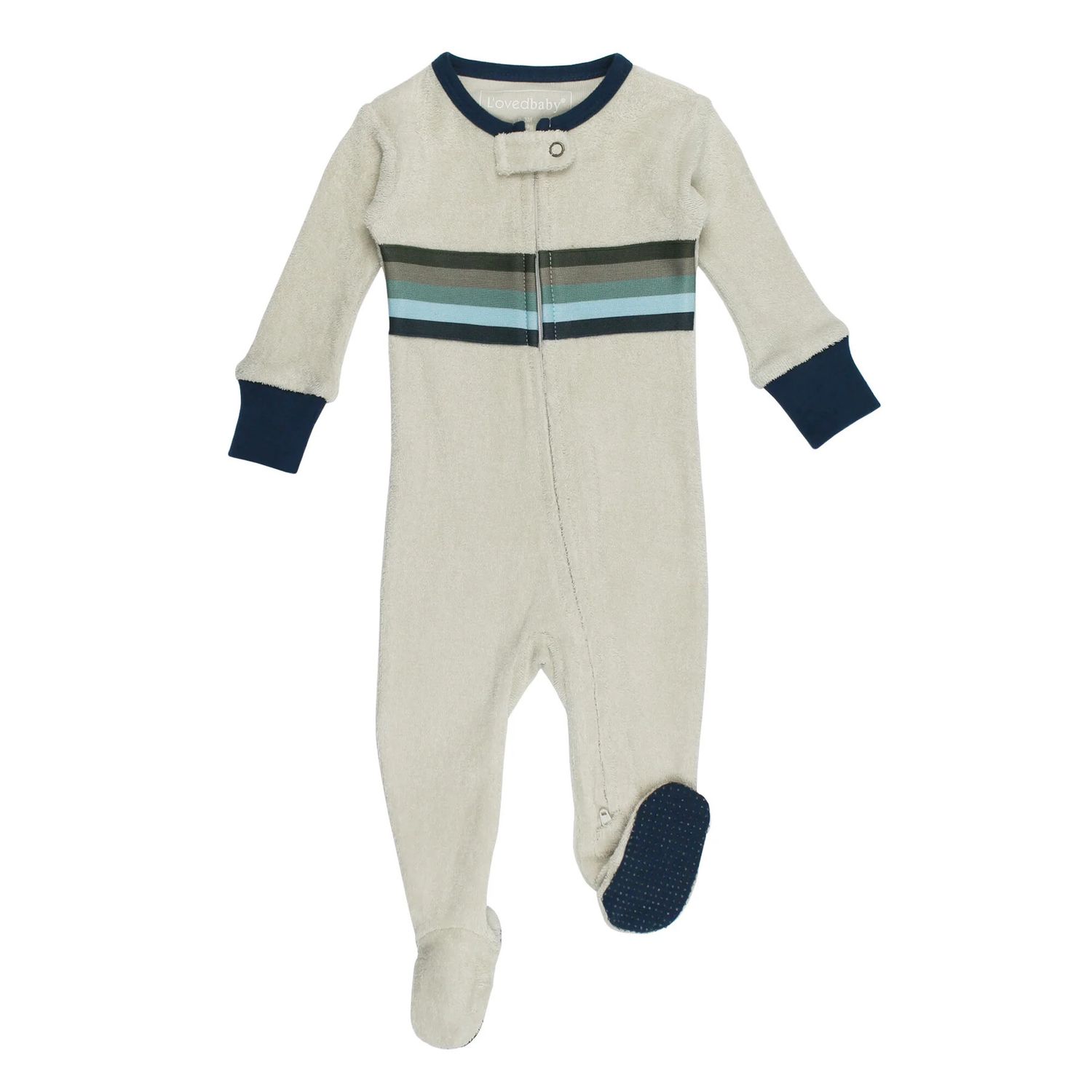 Organic Terry Cloth 2-Way Zipper Footie Size 3-6m in Blues