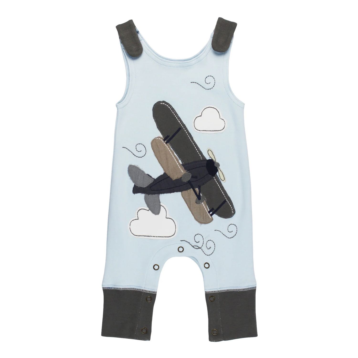 Organic Appliqué Harem Romper Size 3-6m in Airplane
