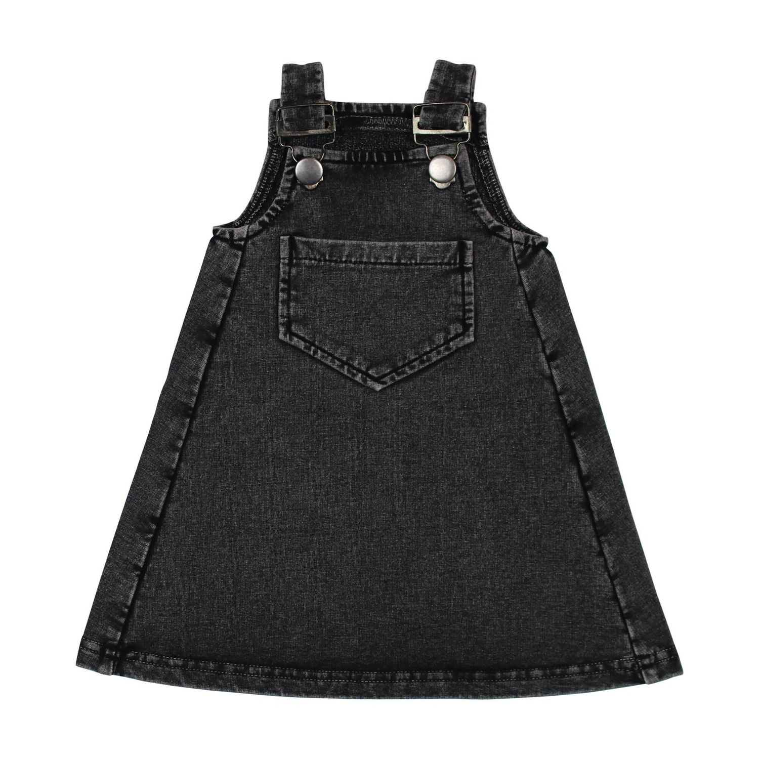 Kids' Organic Faux Denim Buckle Dress Size 4T in Black