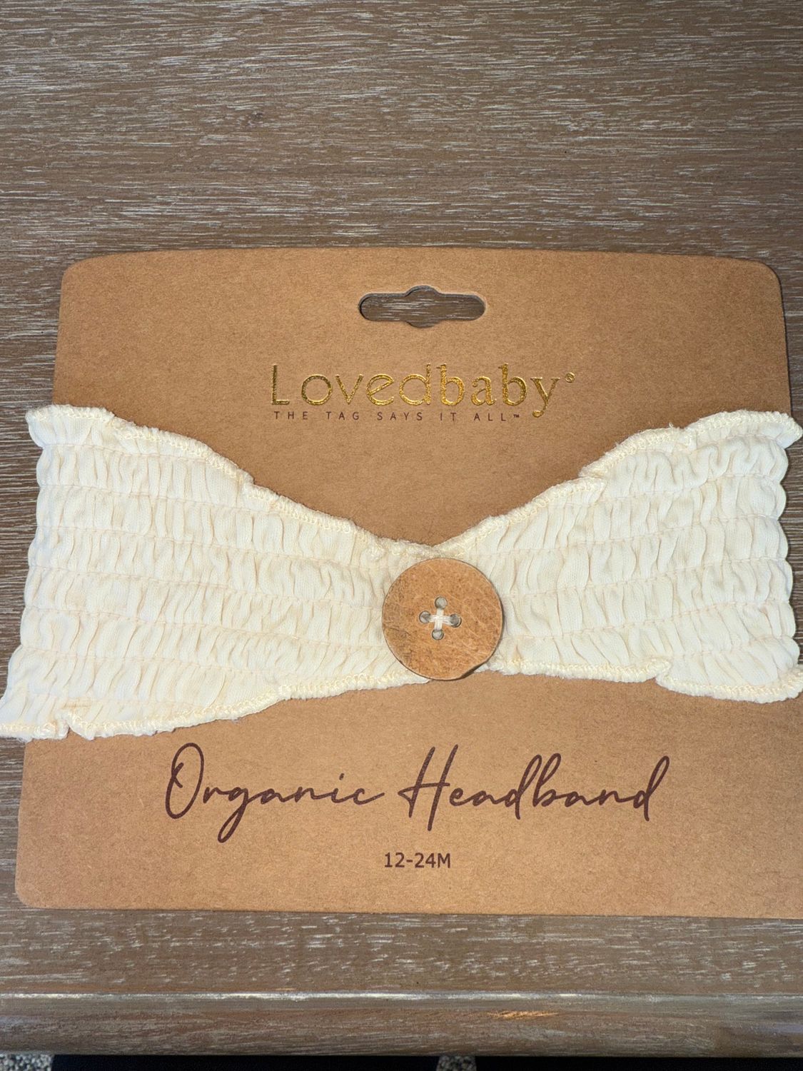 Organic Button Headband Size 12-24m in Buttercream
