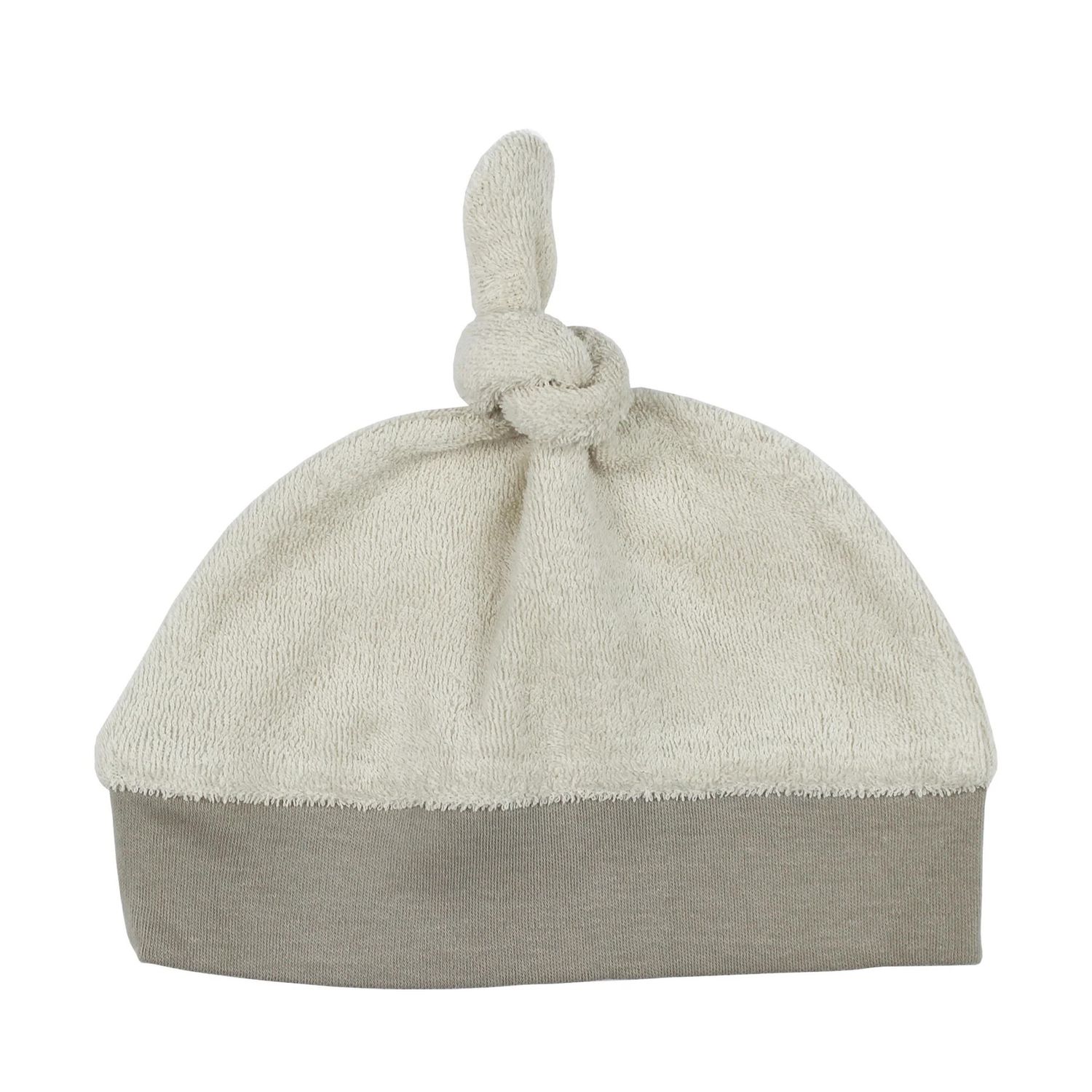 Organic Terry Cloth Banded Top-Knot Hat Size 3-6m in Sand Castle