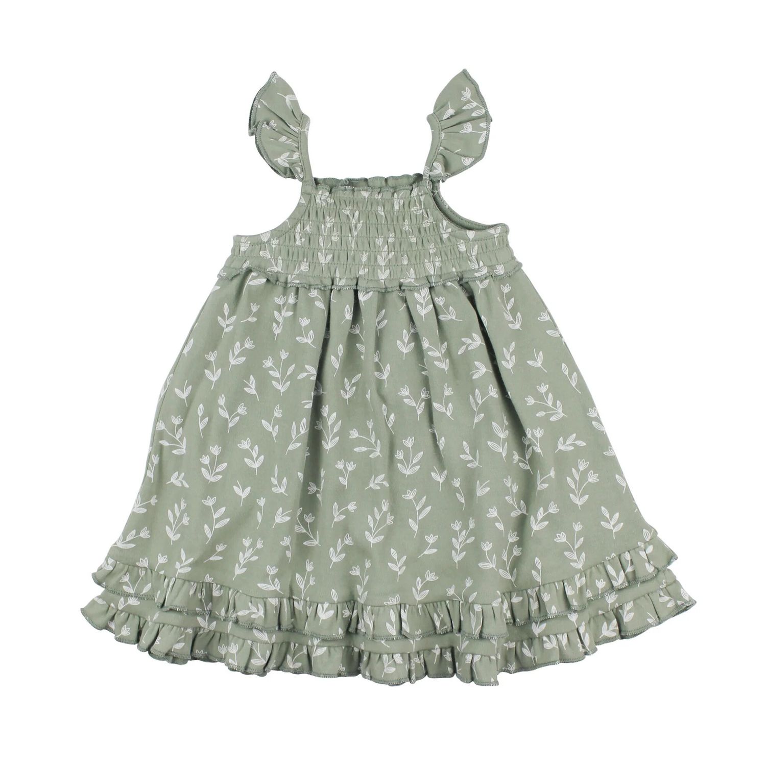 Organic Smocked Summer Dress Size 9-12m in Seafoam Bloom