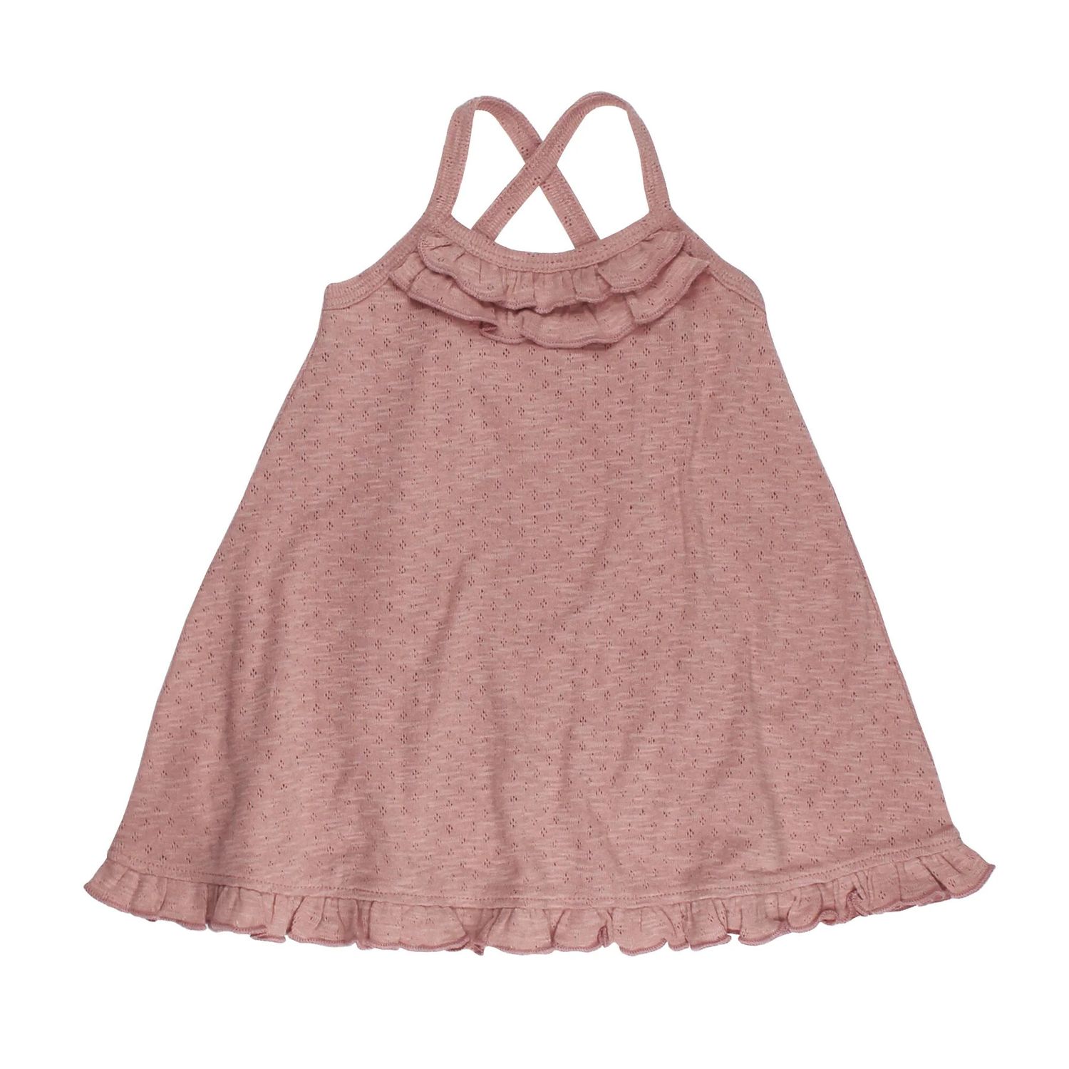 Kids' Organic Pointelle Twirl Dress Size 2T in Taffy