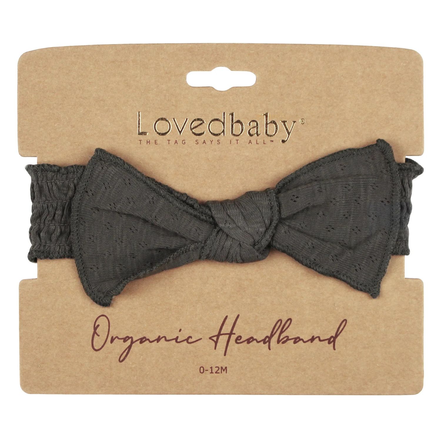 Organic Pointelle Smocked Headband Size 0-12m in Feather