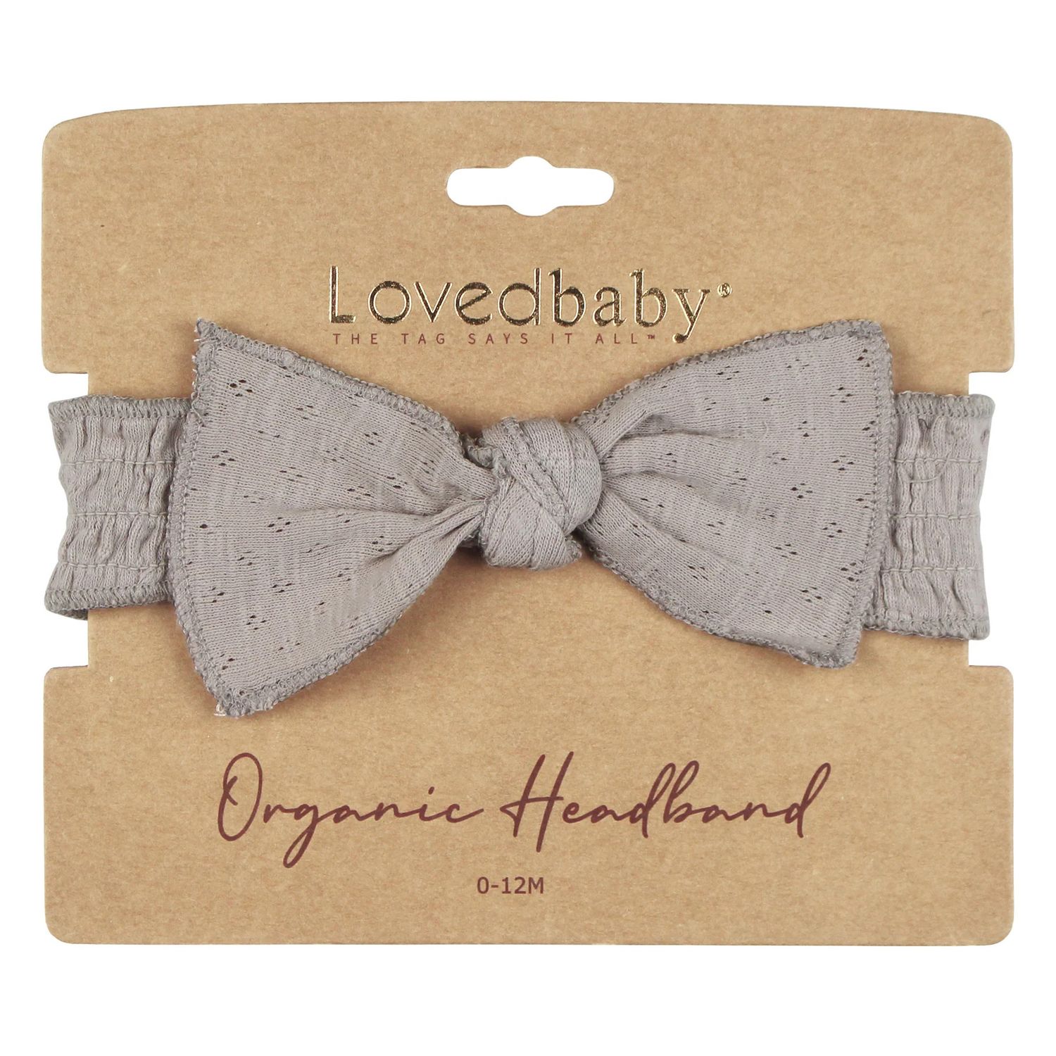 Organic Pointelle Smocked Headband Size 0-12m in Cloud