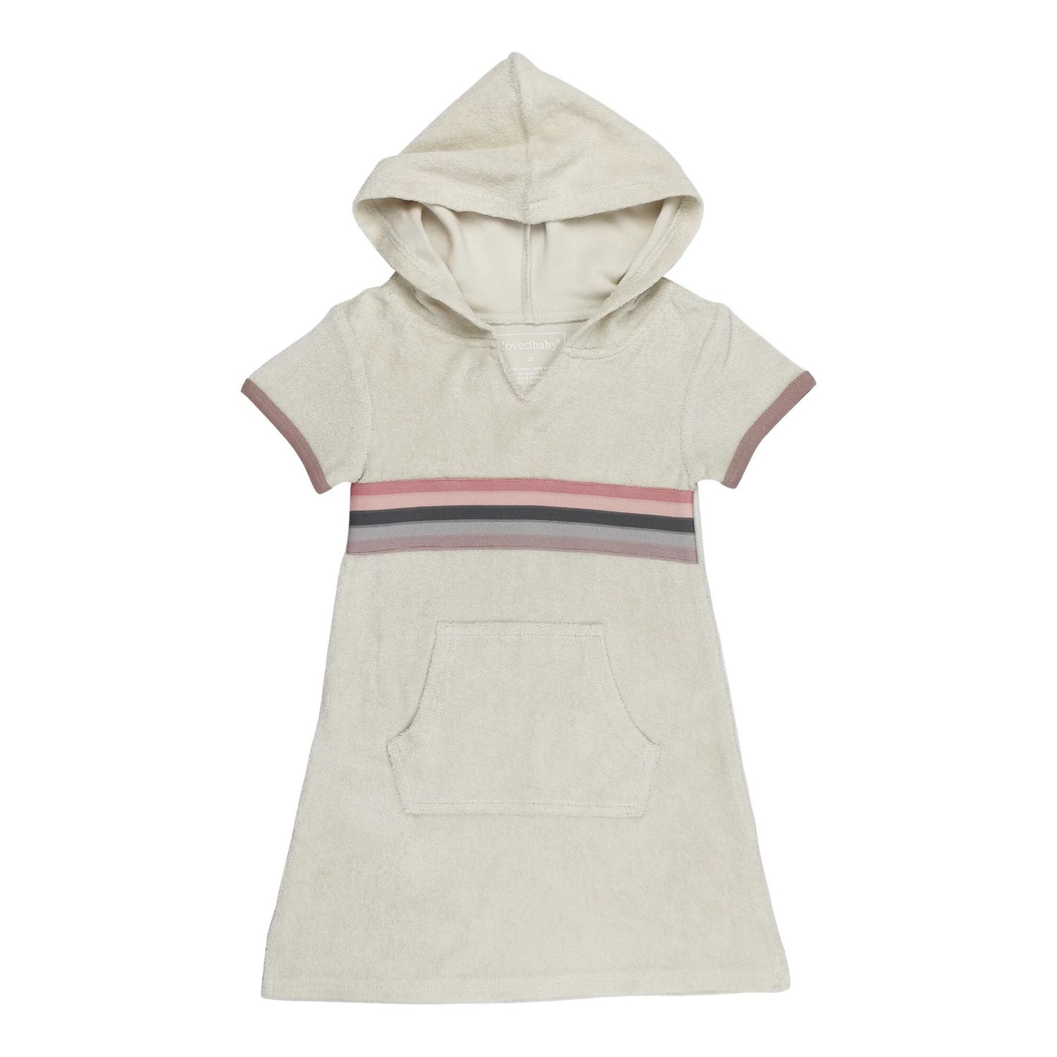 Organic Terry Cloth Cap-Sleeve Hoodie Dress Size 2T in Pinks
