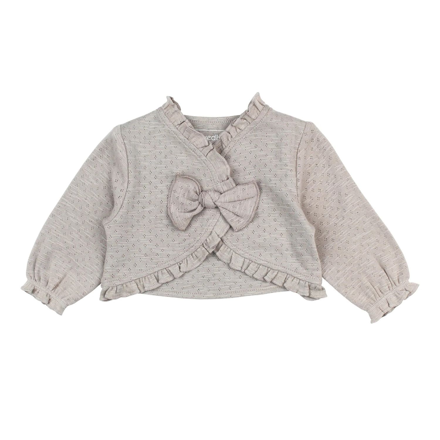 Organic Pointelle Ruffle Sweater Size 9-12m in Cloud