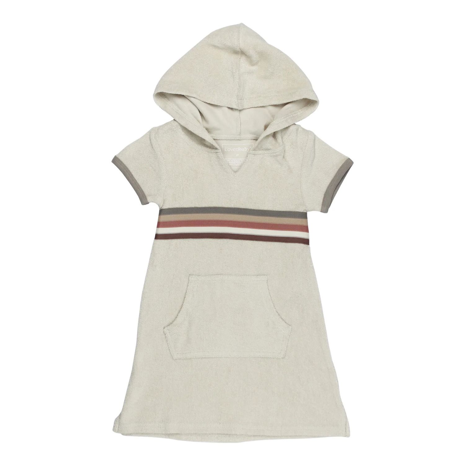 Organic Terry Cloth Cap-Sleeve Hoodie Dress Size 3T in Neutrals