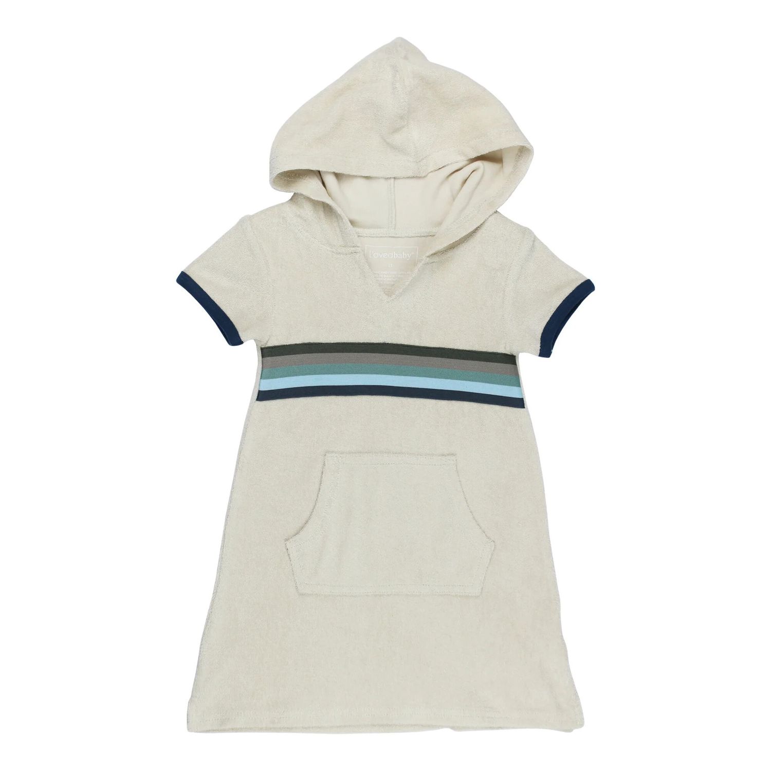 Organic Terry Cloth Cap-Sleeve Hoodie Dress Size 2T in Blues