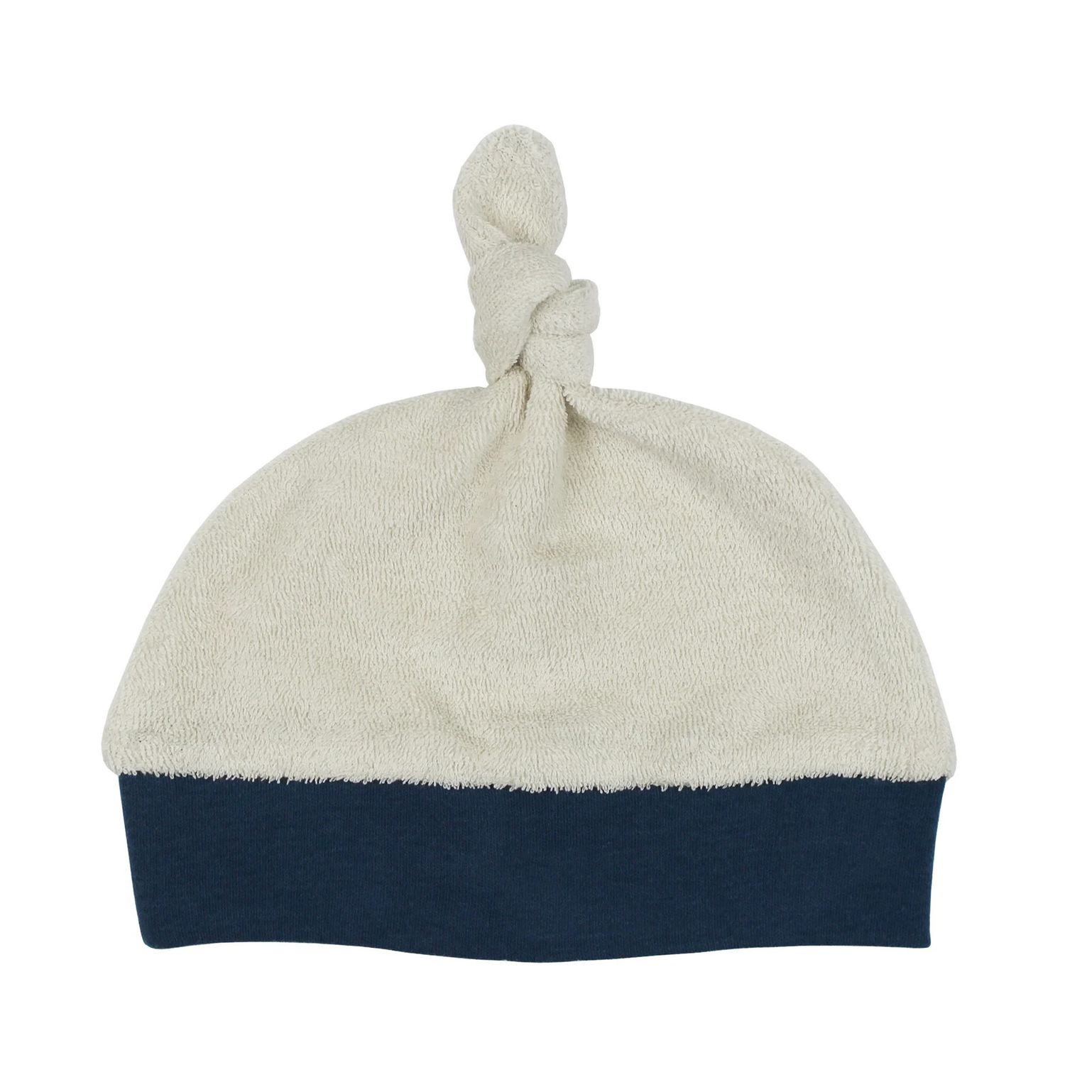 Organic Terry Cloth Banded Top-Knot Hat Size 3-6m in Abyss