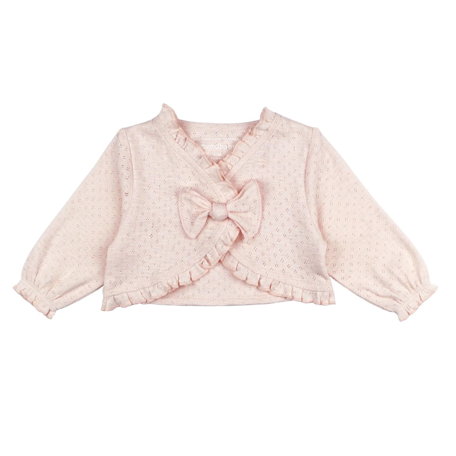 Organic Pointelle Ruffle Sweater Size 9-12m in Cotton Candy