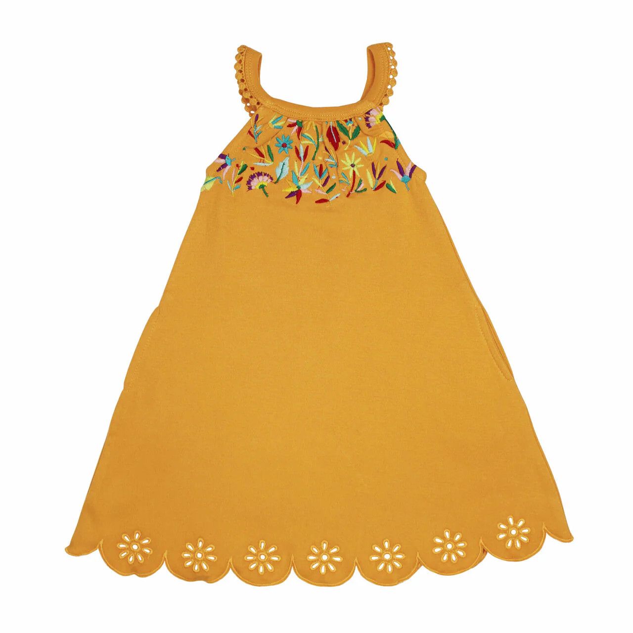 Organic Embroidered Twirl Dress w/Pockets Size 9-12m in Tangerine Floral