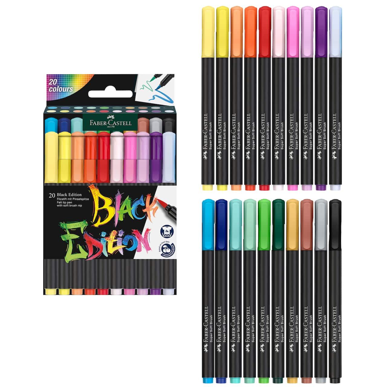 Faber-Castell Black Edition: Felt Tip Brush Pens Markers 20 Count