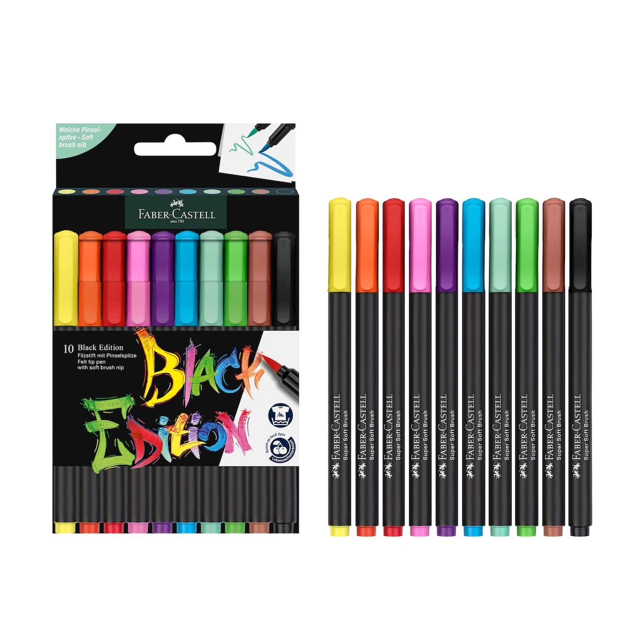 Faber-Castell Black Edition: Felt Tip Brush Pens Markers 10 Count