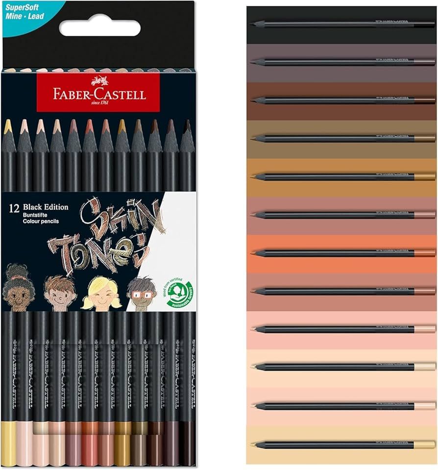 Faber-Castell Black Edition: Skin Tone Colored Pencils 12 Count