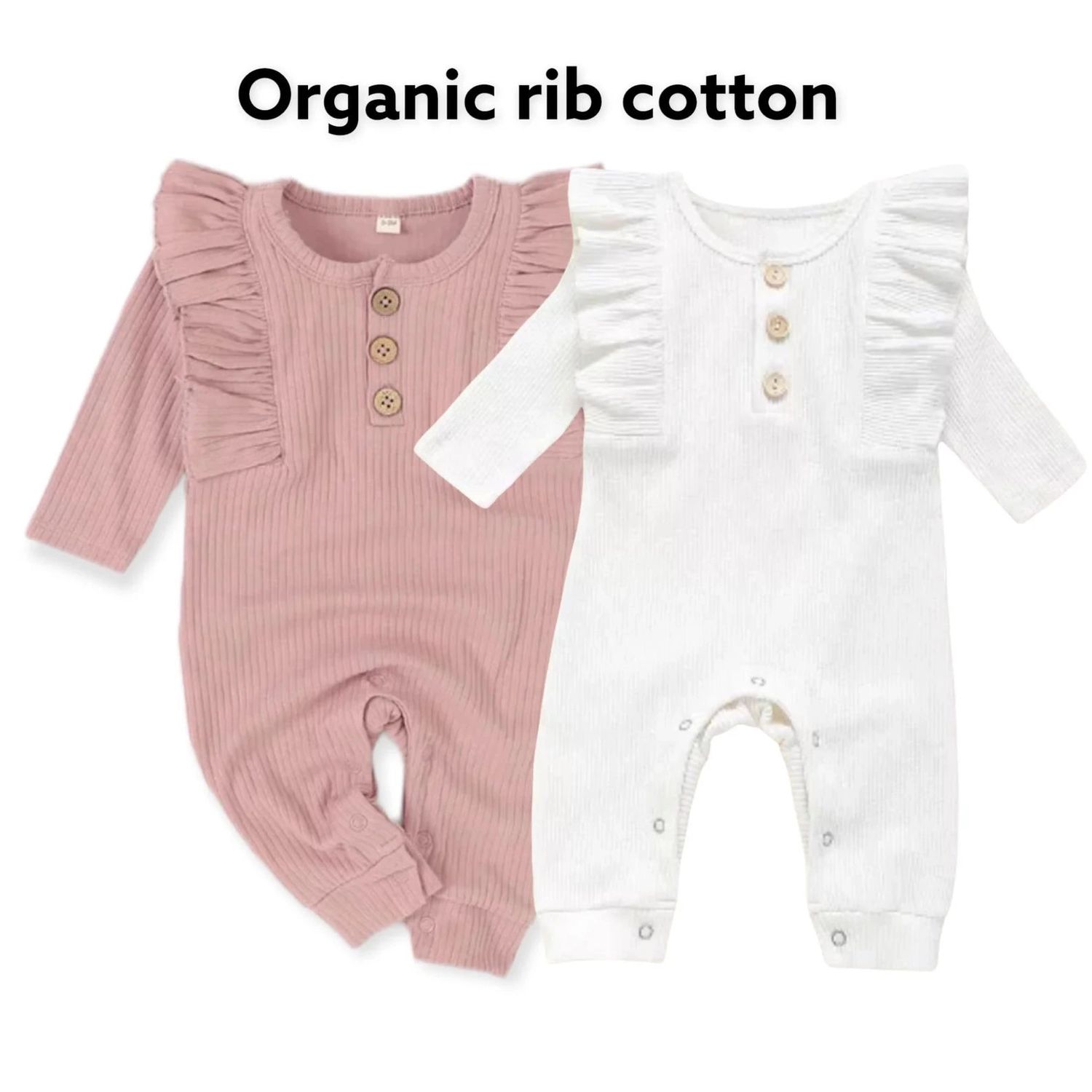 Organic Ruffle Romper Long Sleeve - , Color: Mauve -, Size: 3-6 month