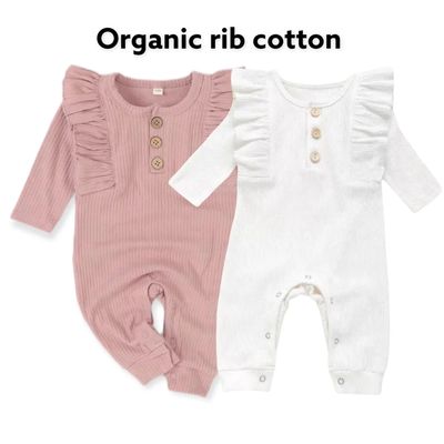 Organic Ruffle Romper Long Sleeve - 