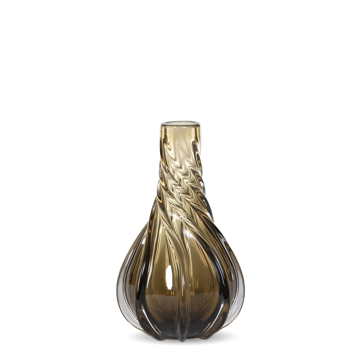 Twirl Glass Vase - Amber - Small