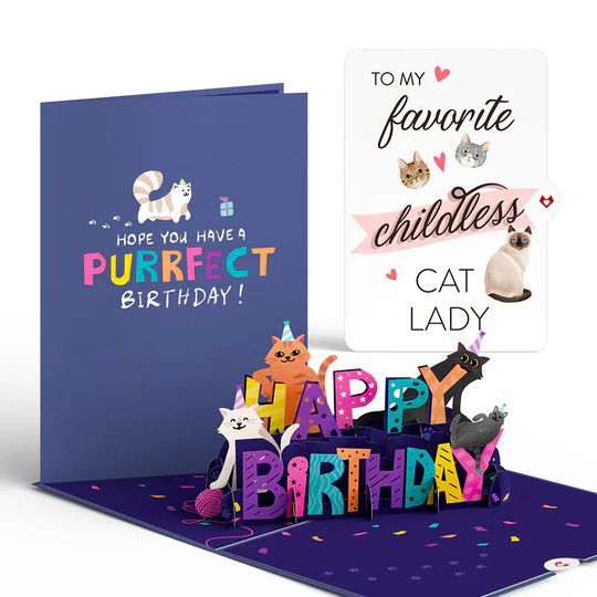 Love Pop Happy Birthday Cats Card