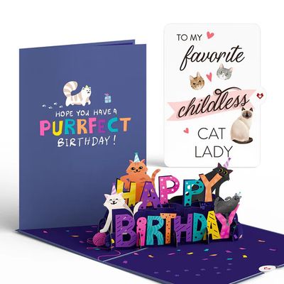 Love Pop Happy Birthday Cats Card