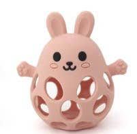 Silicone 3D Funny Bunny Teether -  Classic Pink