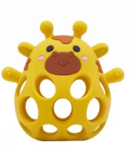 Silicone 3D Giraffe Silicone Teether - Mustard