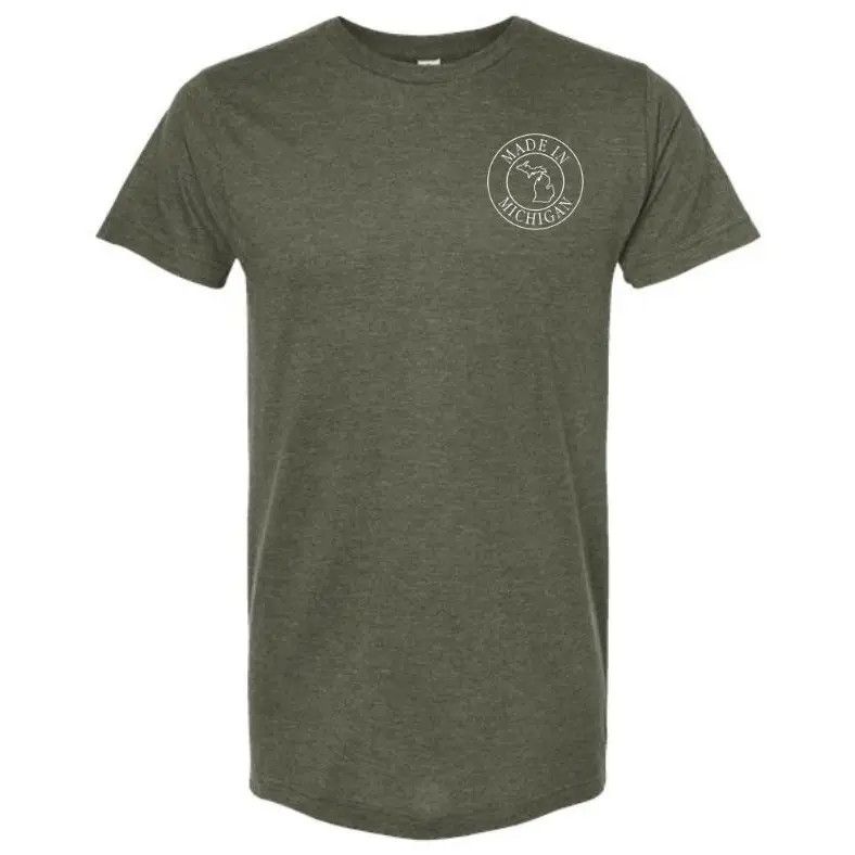 T-Shirt: Made in Michigan, Color: Heather Military -, Size: Small