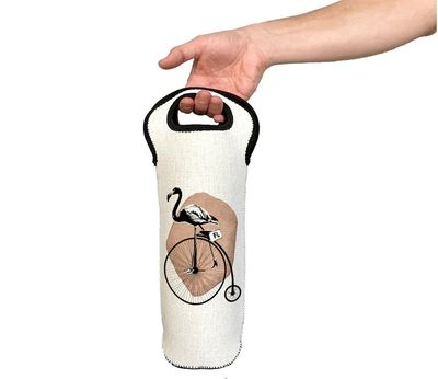 Flamingo Riding Bike Wine Carrier Bottle Holder