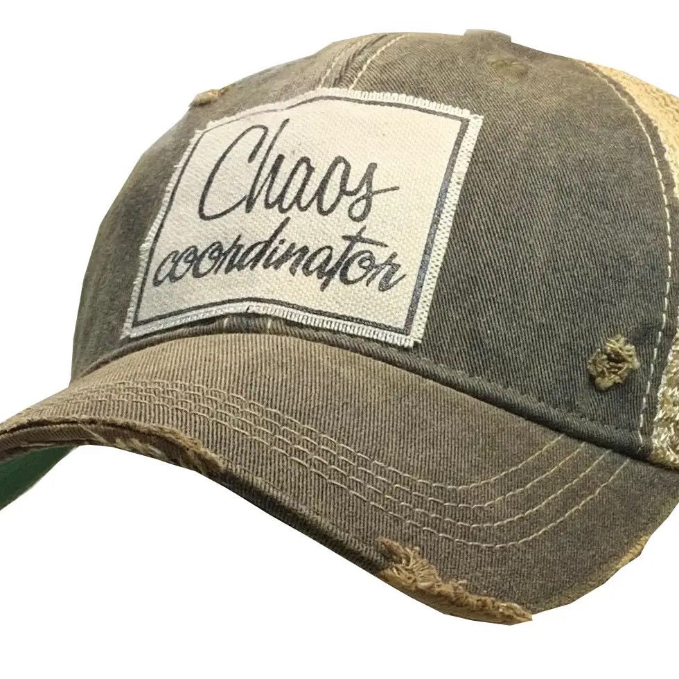 "Chaos Coordinator" Distressed Trucker Cap - Black