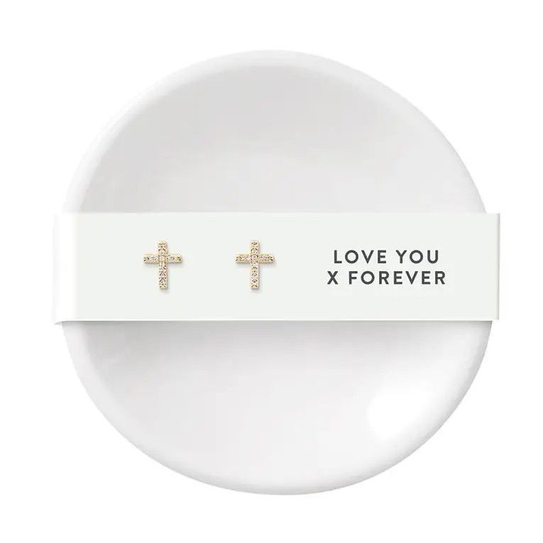 Ceramic Ring Dish &amp; Earrings - Love Forever