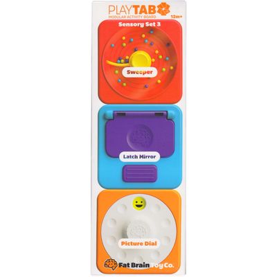 PlayTab Modular Activity Board - Sensory Set 3 (Sweeper/Latch MIrror/Picture Dial)