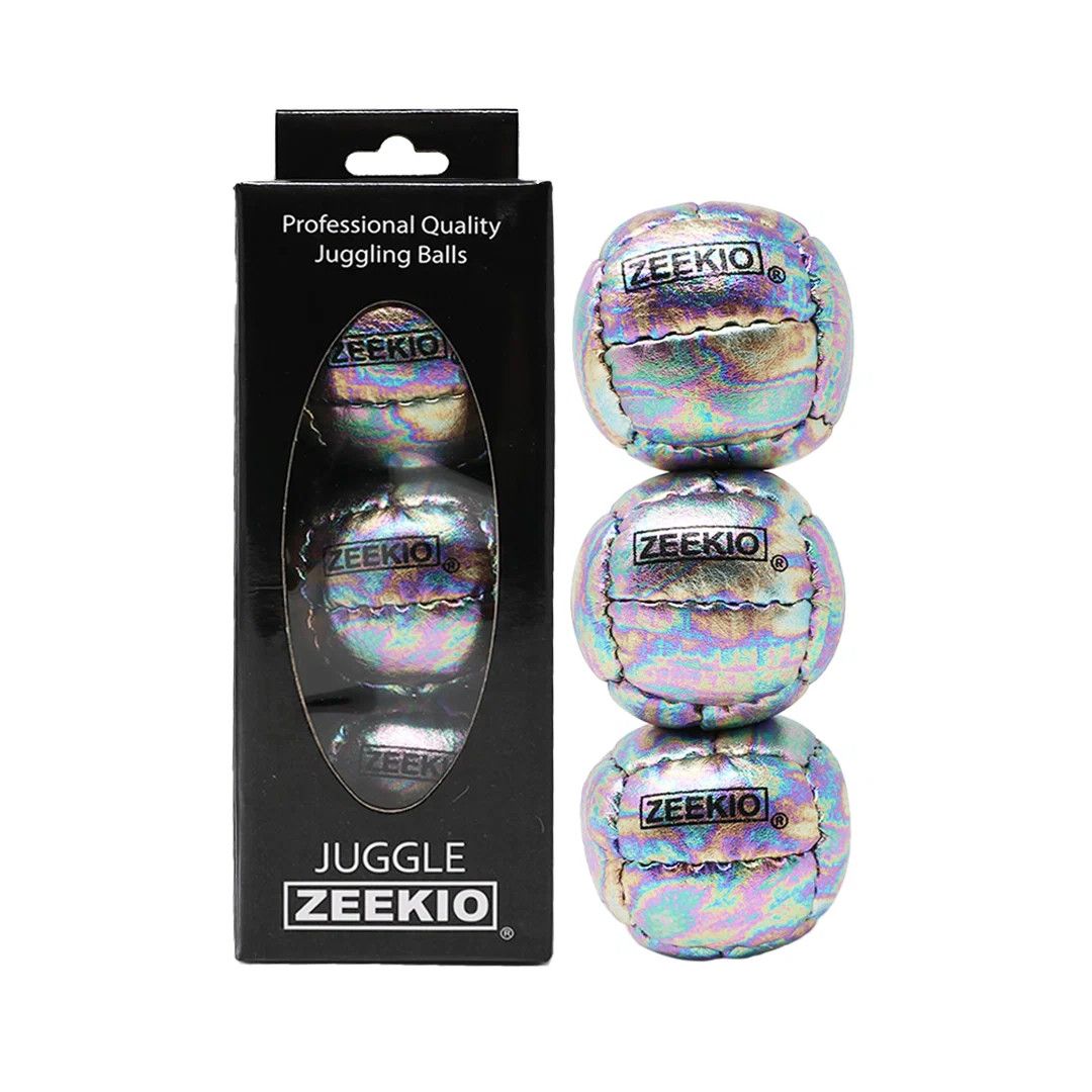 Zeekio Galaxy Juggling Balls - Premium 12 Panel Genuine Leather Balls - 130G - 67MM - Pack of 3 - Cosmos