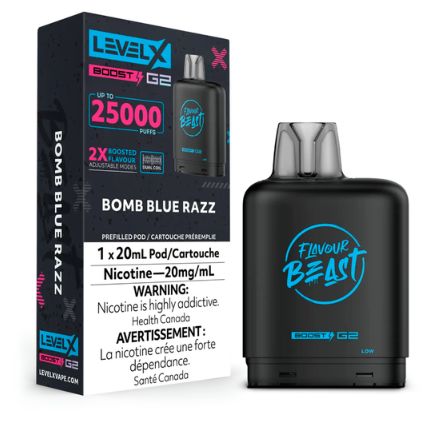 Flavour Beast Level X Boost G2 Pods 25K - Bomb Blue Razz