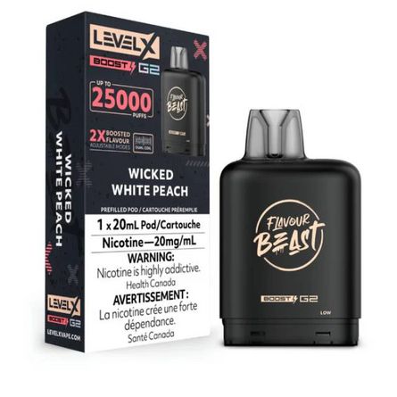 Flavour Beast Level X Boost G2 Pods 25K - Wicked White Peach