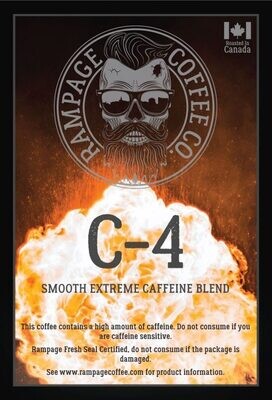 Rampage  Coffee C-4  Smooth Extreme Caffeine Blend GROUND 360g