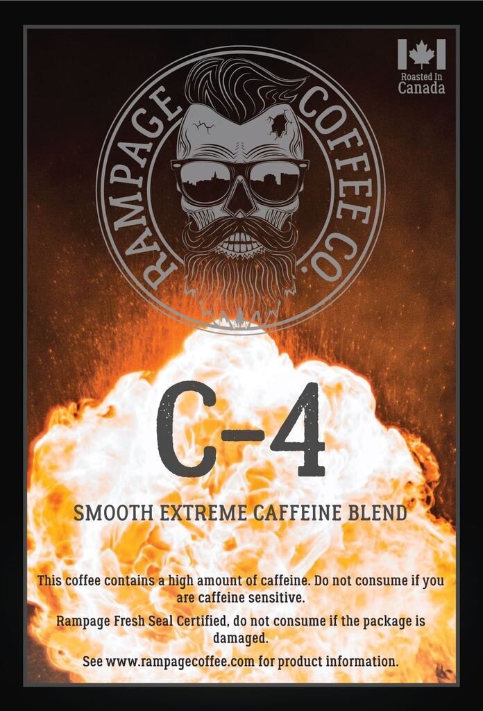 Rampage Coffee C-4 Smooth Extreme Caffeine Blend WHOLE BEAN 360g