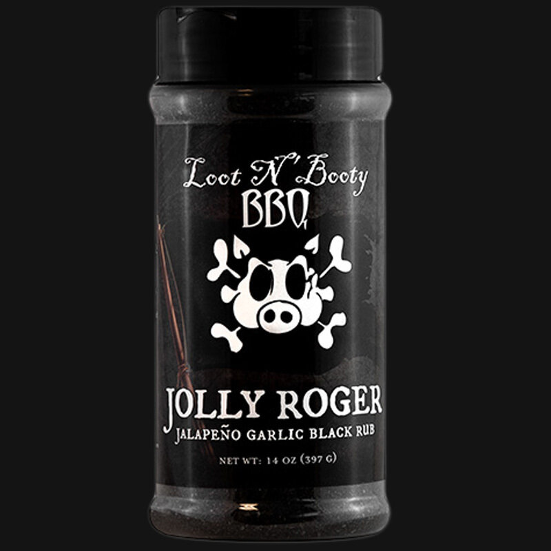 Loot N Booty BBQ Jolly Roger Jalapeno Garlic Black Rub 14oz