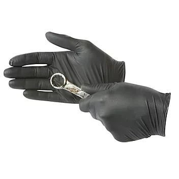 BLACK INDUSTRIAL NITRILE GLOVES - 4 MIL, LARGE