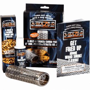 A-MAZE-N 6 COMBO PACK - 6” TUBE SMOKER, 12 OZ PITMASTER CHOICE PELLETS AND GEL FIRE STARTER – 4 OZ