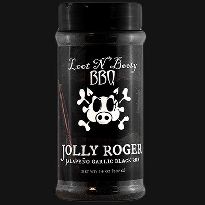 Loot N Booty BBQ Jolly Roger Jalapeno Garlic Black Rub 14oz