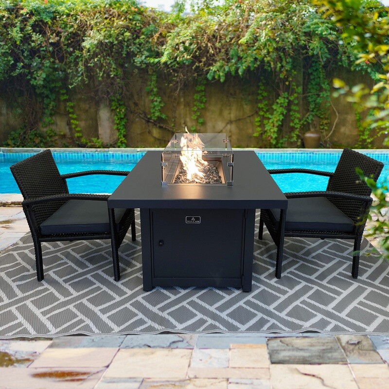 Carole Rectangle Fire Table - Carbon Black