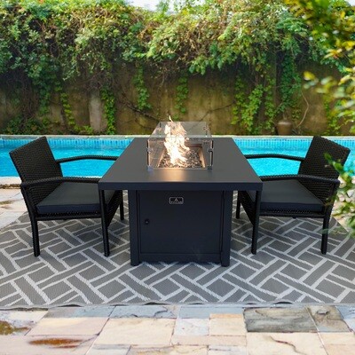 Carole Rectangle Fire Table - Carbon Black