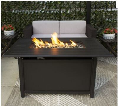 Gale Rectangle Slated Fire Table - Carbon Black